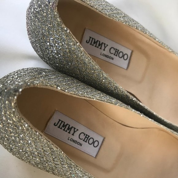 JIMMY CHOO silver glitter finlay flats - Picture 8 of 10